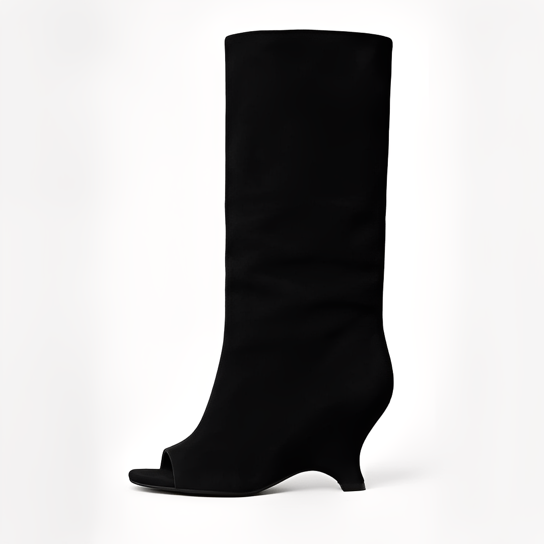 Aamina - Tyylikkäät polvenkorkuiset avokärkiset saappaat naisille