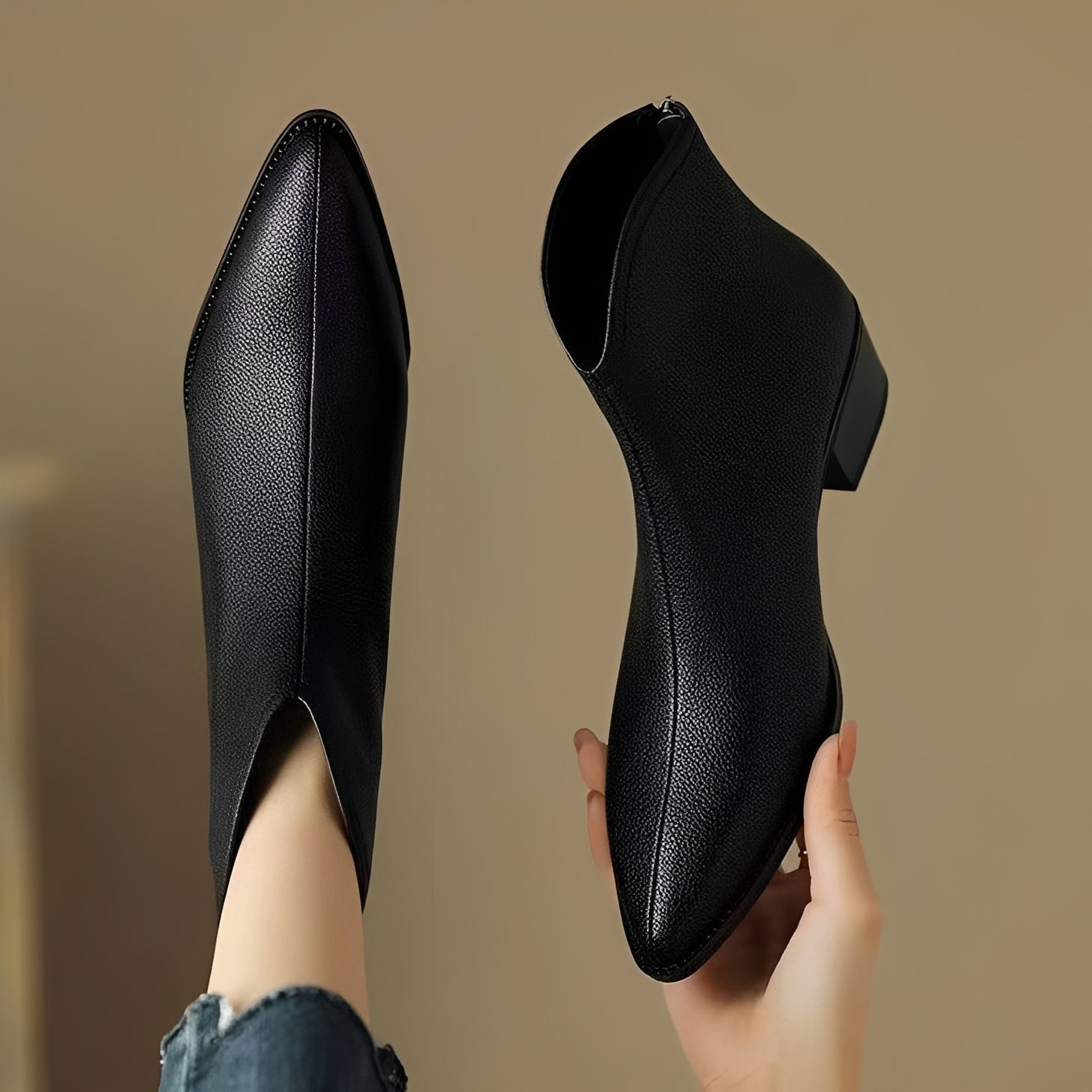 Abbie - Rento lyhyet nahkasaappaat naisille